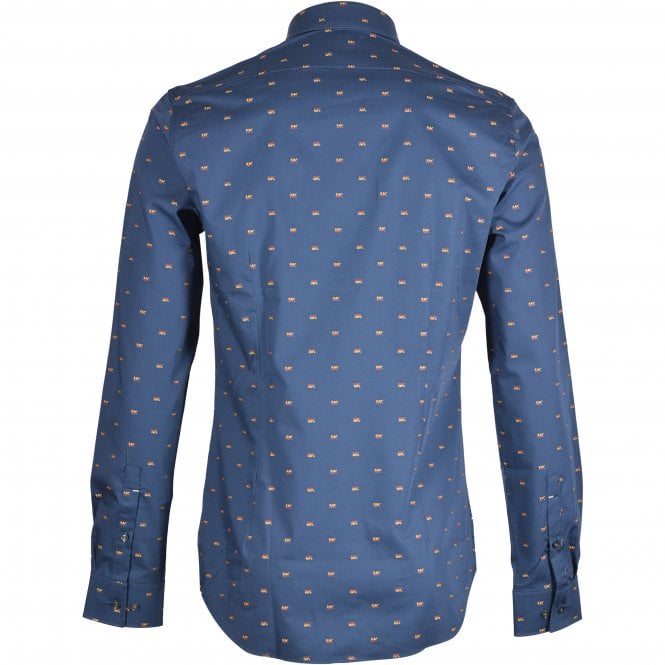 Cotton MK Logo Print Shirt, Navy