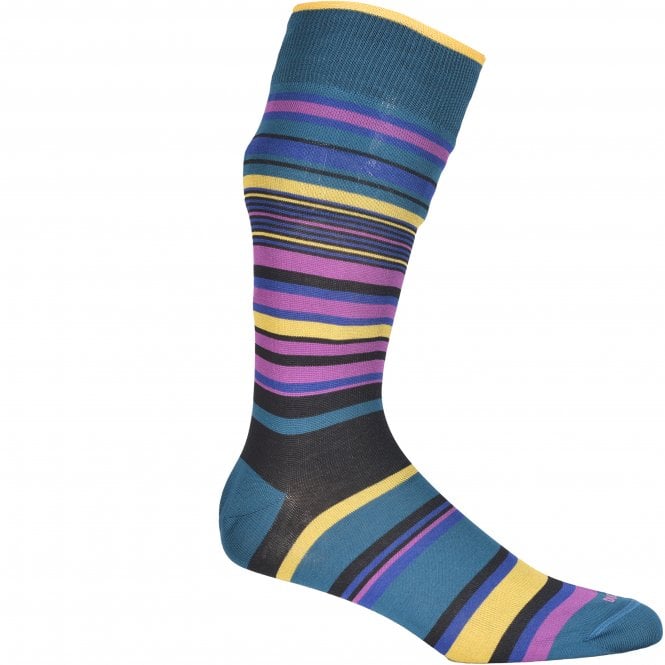 Variagated Stripe Socks, Blue/multi