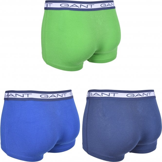 3-Pack Block Stripe Waistband Boxer Trunks, Navy/Green/Blue