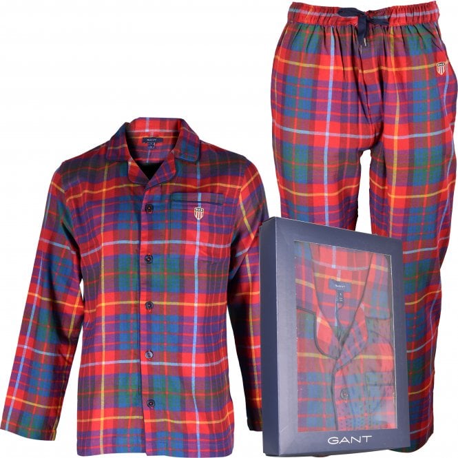 Flannel Tartan Pyjama Gift Set, Ruby Red