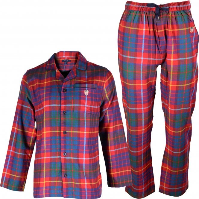 Flannel Tartan Pyjama Gift Set, Ruby Red