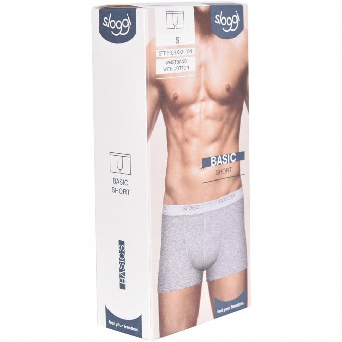 Basic Short Boxer Trunk, Grey Heather Melange