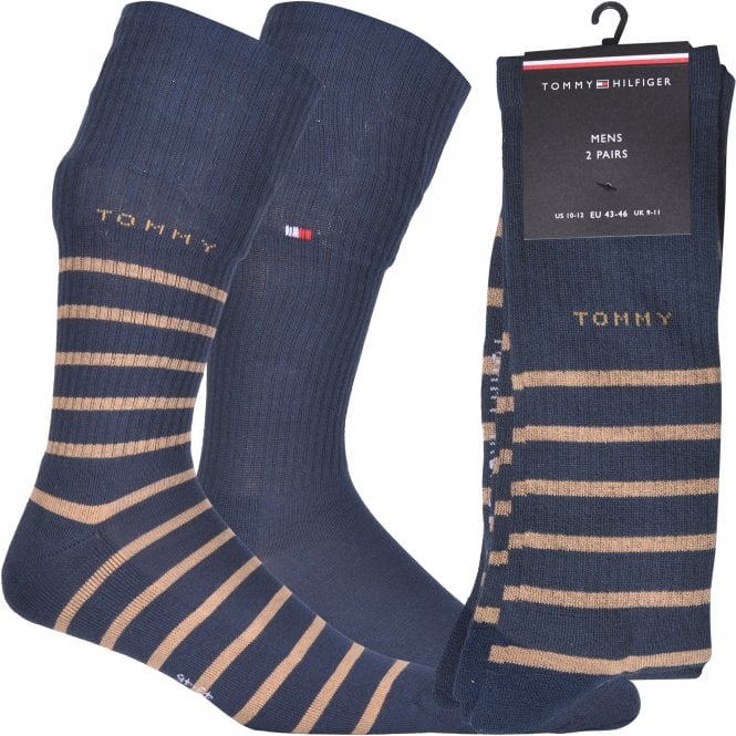 2-Pack Breton Stripe Sports Socks, Navy