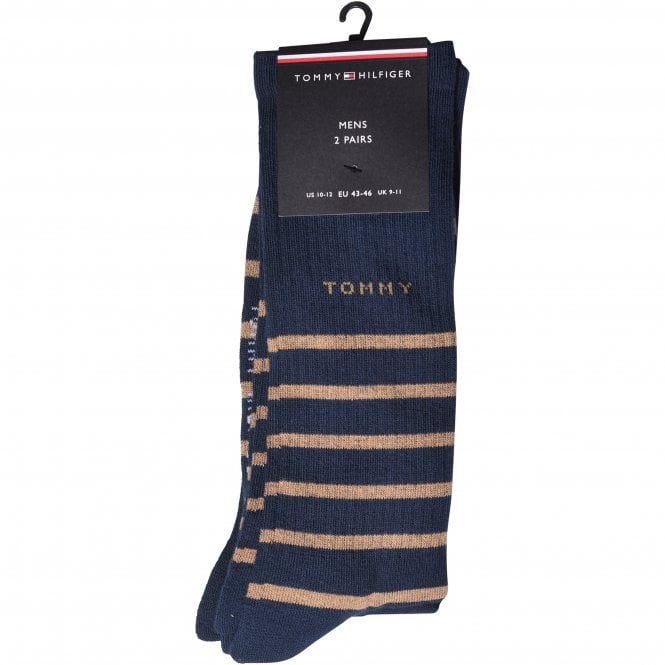 2-Pack Breton Stripe Sports Socks, Navy