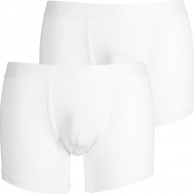 2-Pack Stretch Cotton Boxer Briefs, White