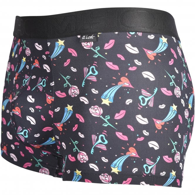 Amour Print Boxer Trunk, Black