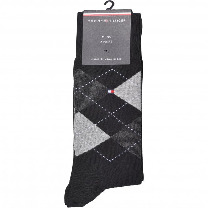 2-Pack Argyle & Solid Socks, Black