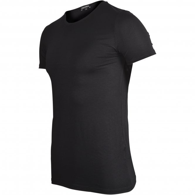 Micromodal Stretch Crew-Neck T-Shirt, Black