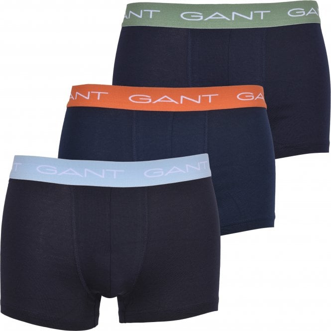 3-Pack Contrast Waistband Boxer Trunks, Navy