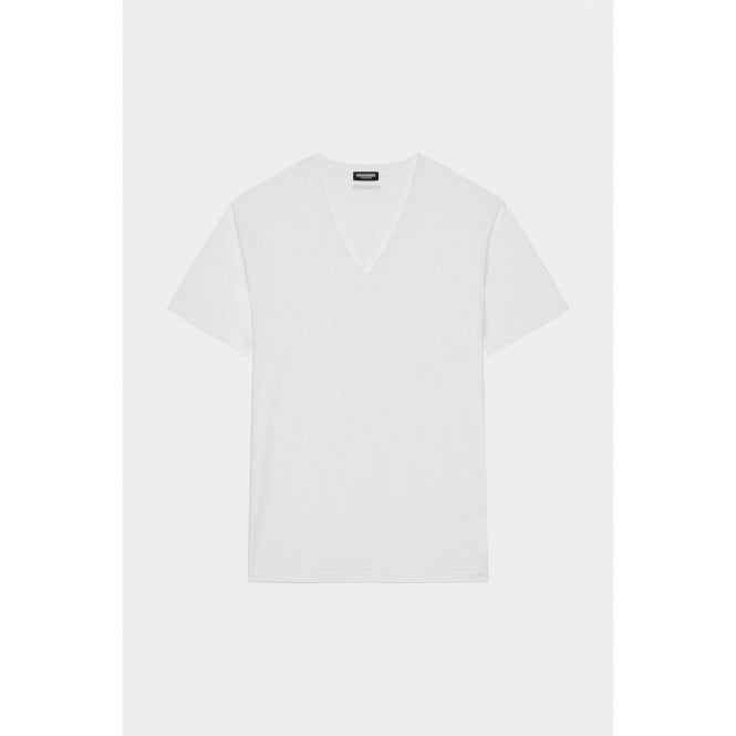 Cotton Stretch V-Neck T-Shirt, White