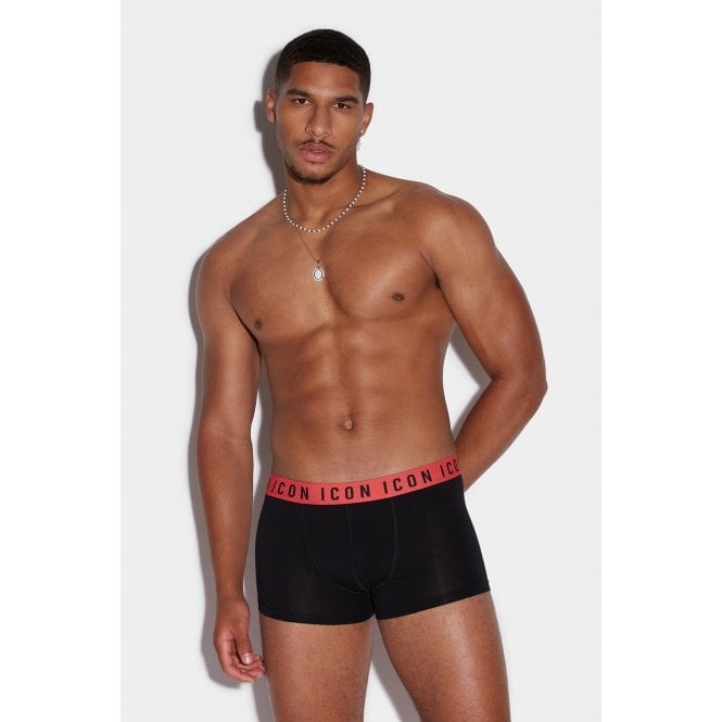 ICON Waistband Boxer Trunk, Black/coral