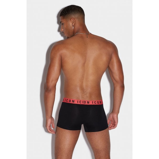 ICON Waistband Boxer Trunk, Black/coral