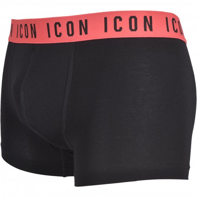 ICON Waistband Boxer Trunk, Black/coral