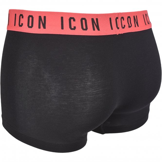 ICON Waistband Boxer Trunk, Black/coral