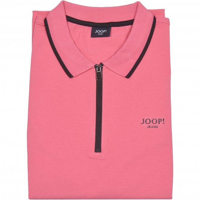 Jeans Qtr Zip Contrast Pique Polo Shirt, Pink/black