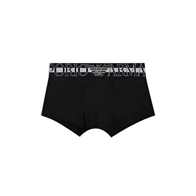 Striped Mega Logo Boxer Trunk, Black