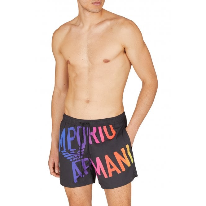 Multicoloured Logo Swim Shorts, Black