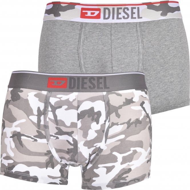 2-Pack Camo Print Boxer Trunks, Grey/Camo