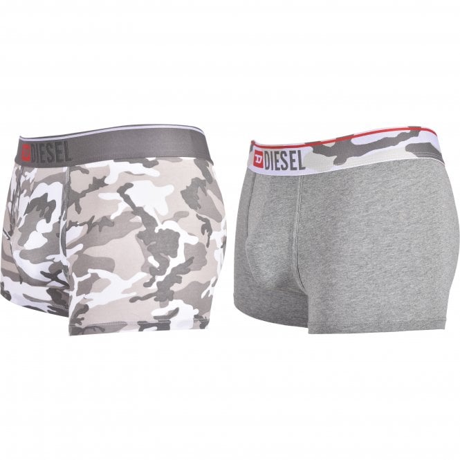 2-Pack Camo Print Boxer Trunks, Grey/Camo