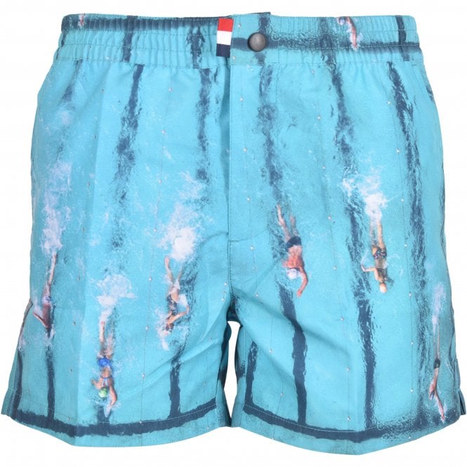 Pool Laps Beach-to-Bar Swim Shorts, Blue