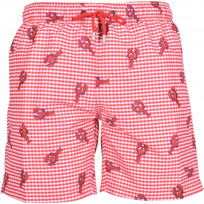 Lobster Picnic Print Swim Shorts, Red