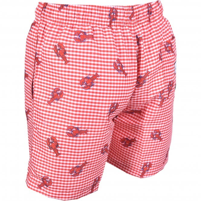 Lobster Picnic Print Swim Shorts, Red