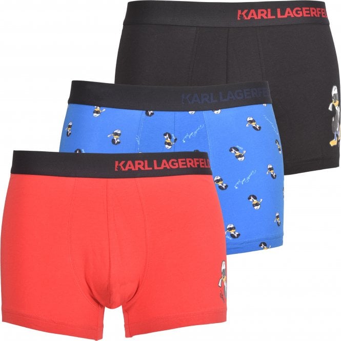 3-Pack KLxDisney Boxer Trunks, Black/Red/Blue