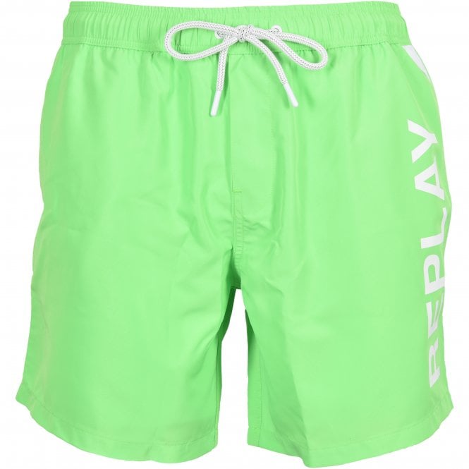 Side Logo Swim Shorts, Lime Green