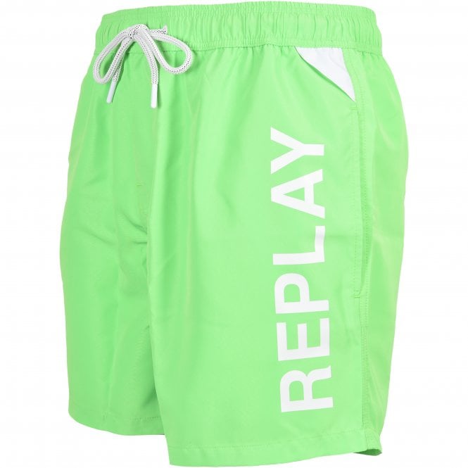 Side Logo Swim Shorts, Lime Green