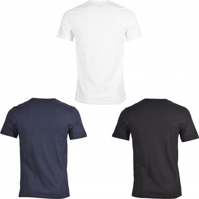 3-Pack Contrast Logo Crew-Neck T-Shirts, Navy/White/Black