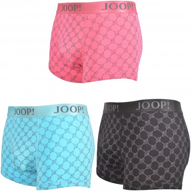 3-Pack Cornflower Print Boxer Trunks Gift Set, Black/Pink/Blue