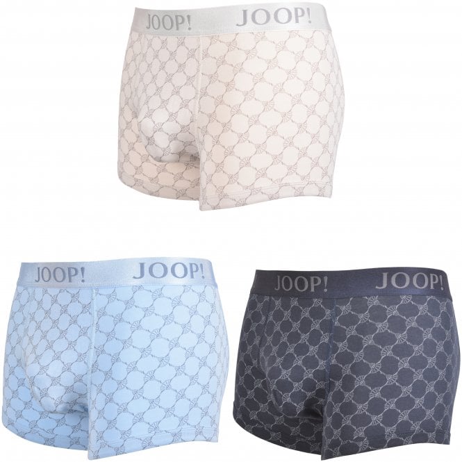 3-Pack Cornflower Print Boxer Trunks Gift Set, Navy/Blue/Beige