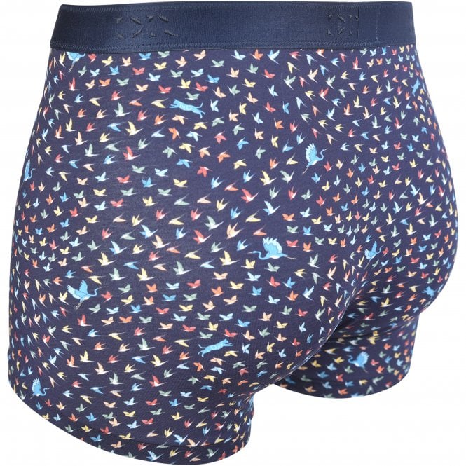 Jack Pima Cotton Stretch Birds Boxer Trunk, Navy