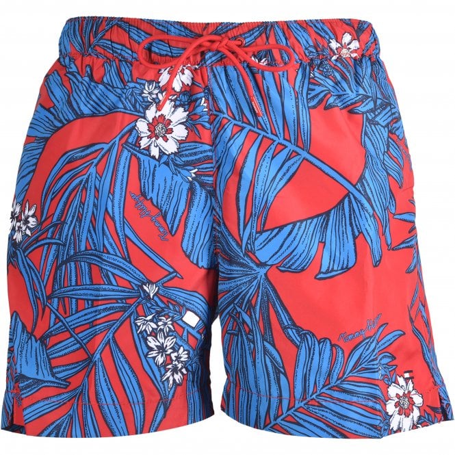 Tropical Swim Shorts, Red/blue