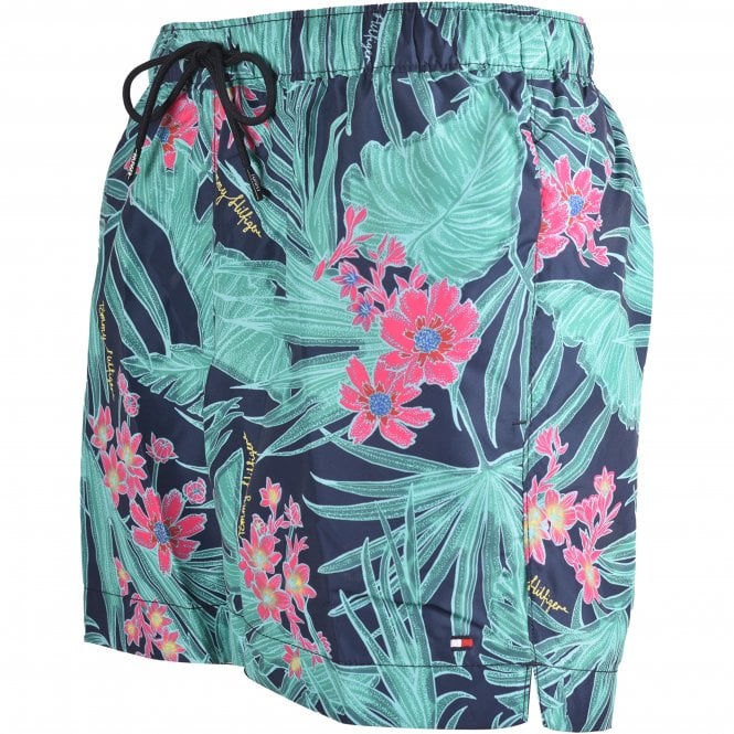 Tropical Swim Shorts, Turquoise/navy