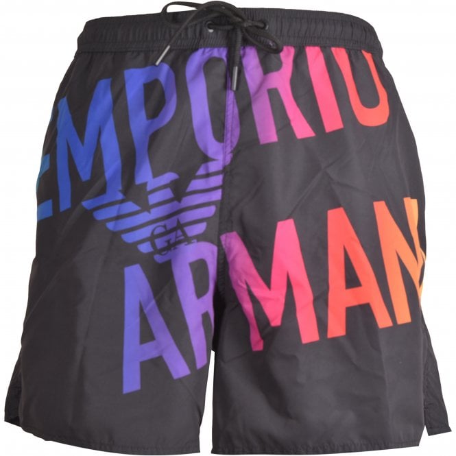 Multicoloured Logo Swim Shorts, Black