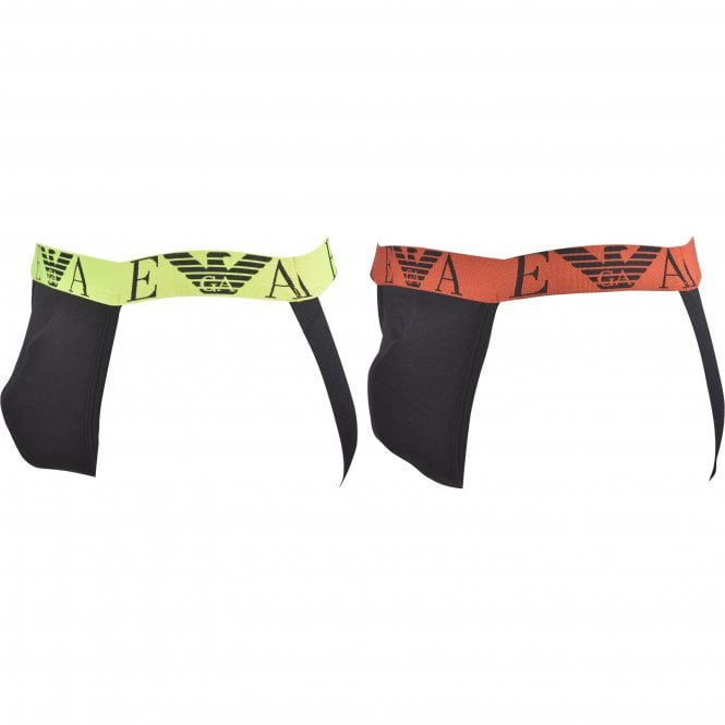 2-Pack Eagle Neon Logo Jockstraps, Black/neon