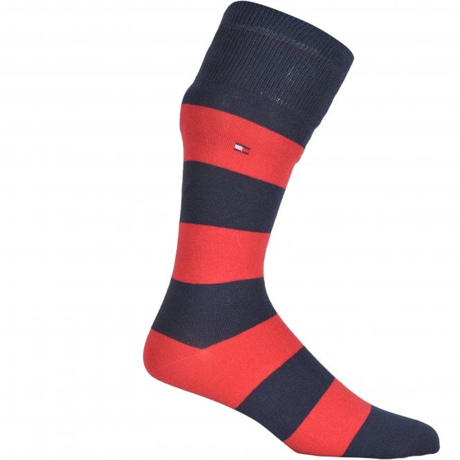 2-Pack Rugby Stripe & Solid Socks, Navy/Red