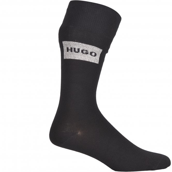 2-Pack Lurex Mixed Logo Socks Gift Set, Black/silver