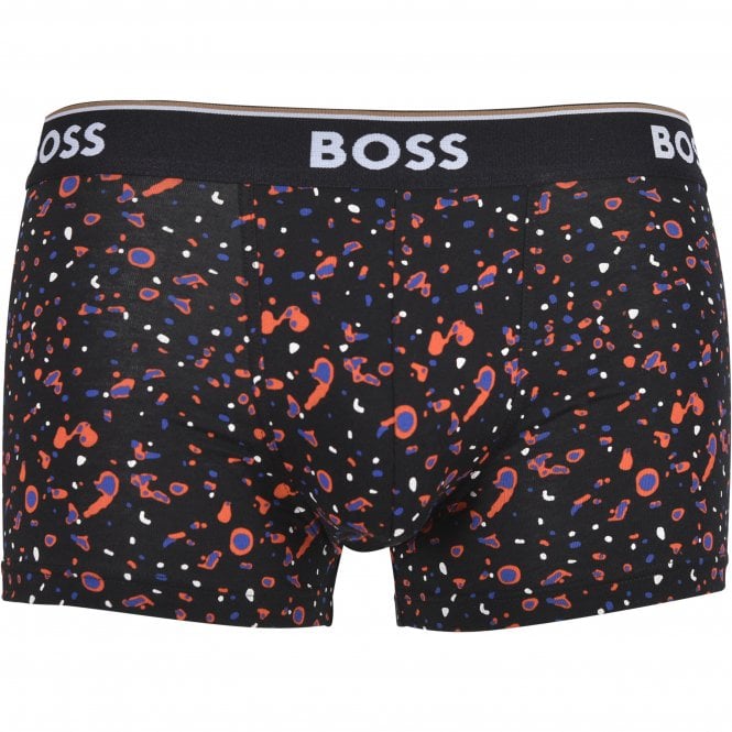 3-Pack Abstract Print Boxer Trunks, Black