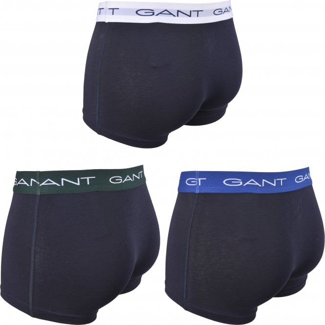 3-Pack Coloured Waistband Boxer Trunks, Navy