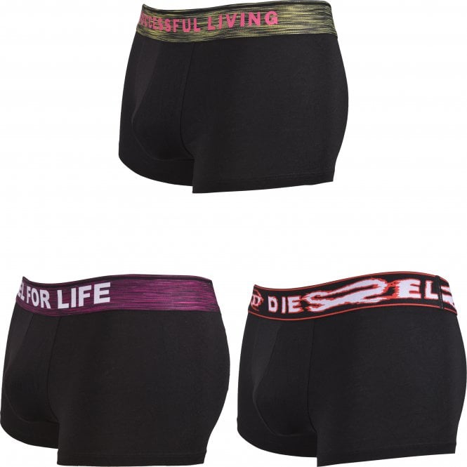 3-Pack Multi Logo Boxer Trunks, Black