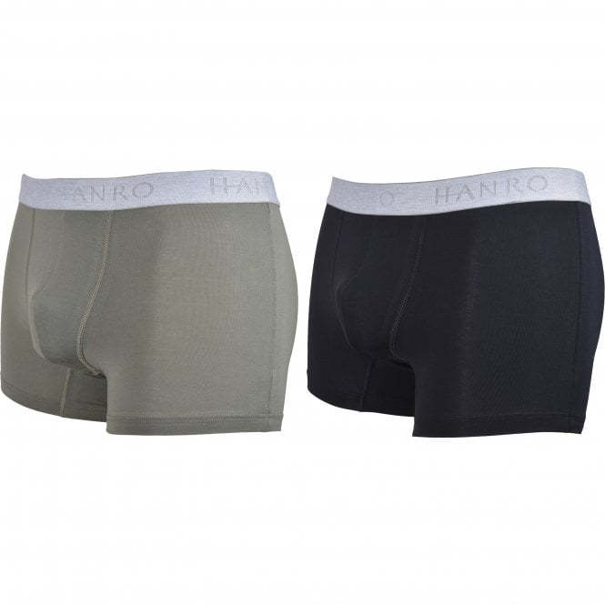 Cotton Essentials 2-Pack Boxer Trunks, Antique Green/Ebony