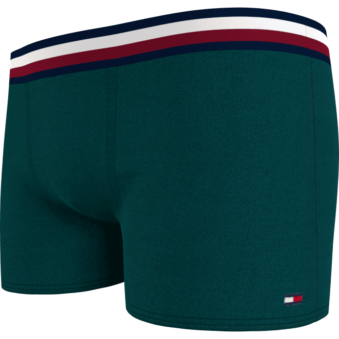 2-Pack Stripe Logo Boys Boxer Trunks, Deep Green / Navy