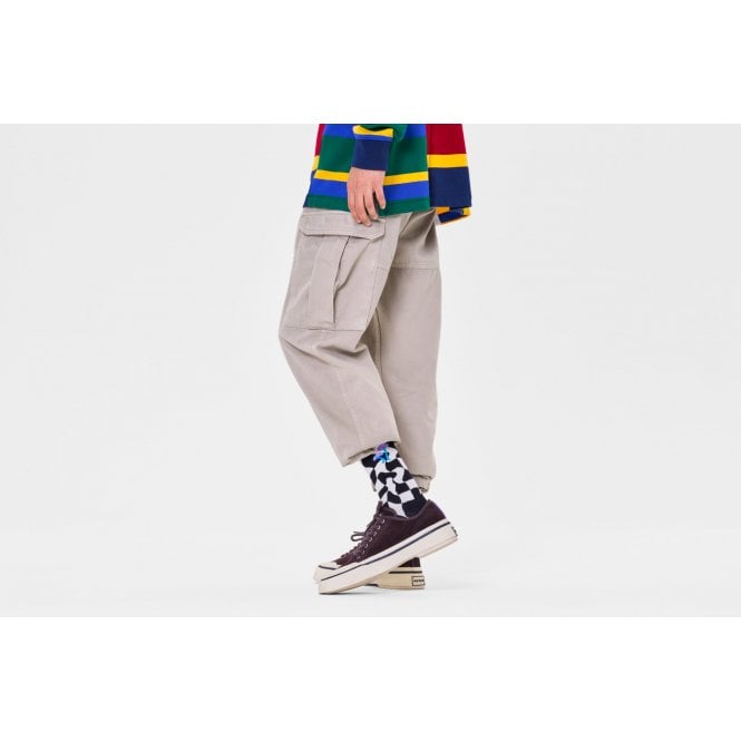 Distorted Check Socks, Black/white