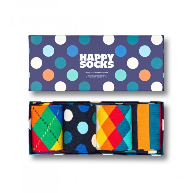 4-Pack Multicolour Socks Gift Box, Navy/multi