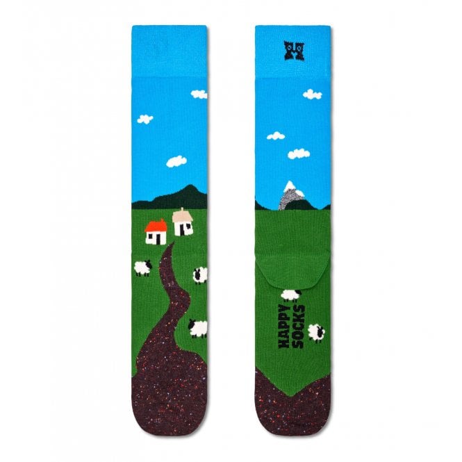 Little House On The Moorland Socks, Blue/Green