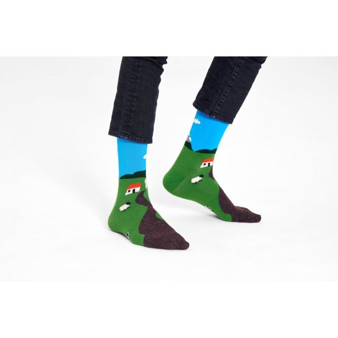 Little House On The Moorland Socks, Blue/Green