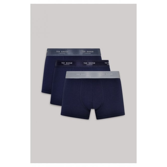 3-Pack Cotton Stretch Boxer Trunks, Navy