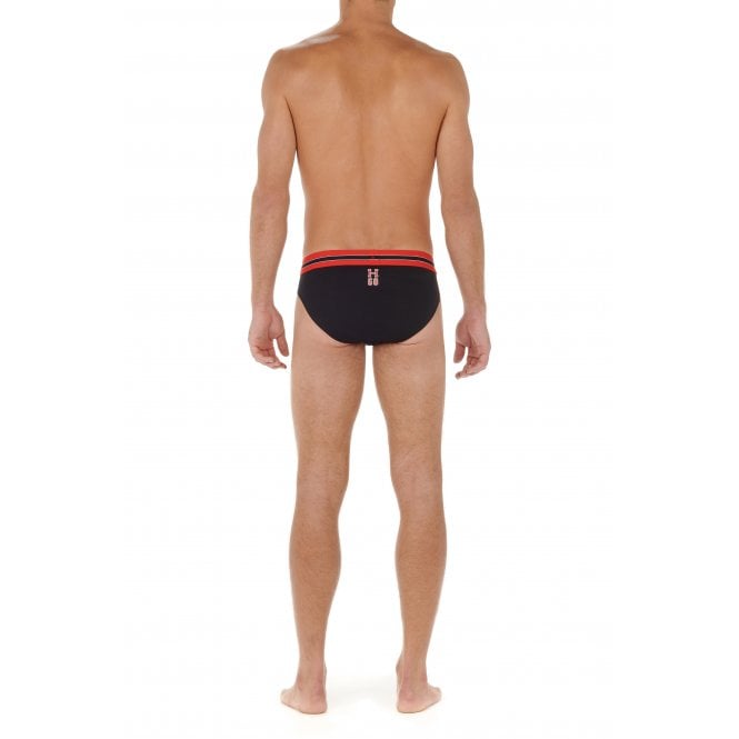 Run Sports Contrast Micro Brief, Black/red